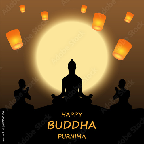 Happy Buddha Purnima, Happy Vesak Day. It can be used for posters, banners, greetings, and graphic design