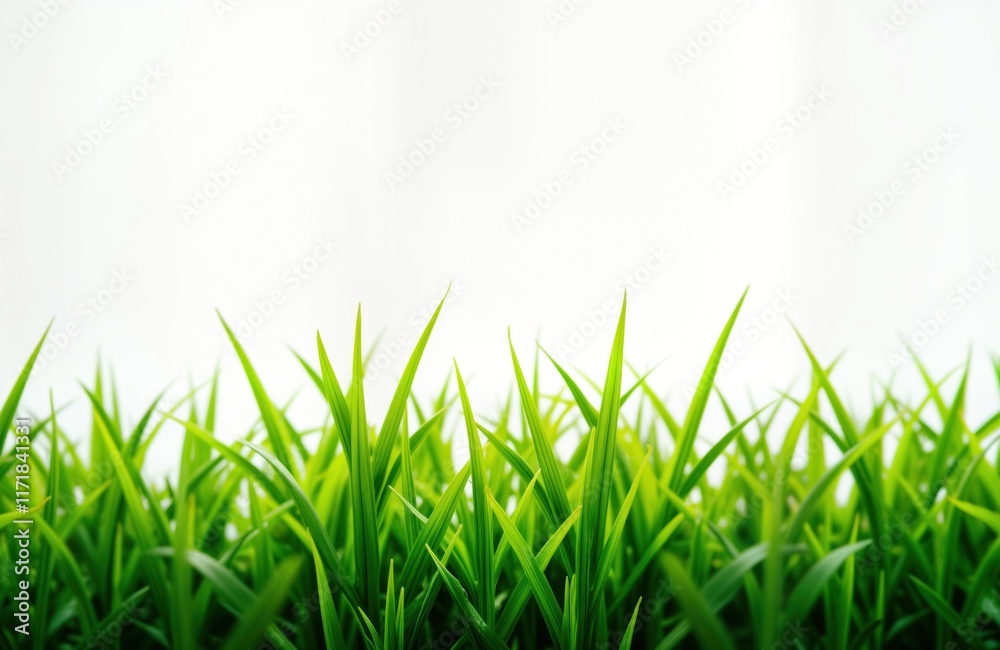 Fototapeta premium Closeup view of fresh green grass. Vivid green color. Springtime scene. Bright background. Ideal nature photo. Fresh plant. Rich vegetation. Beautiful landscape. Natural springtime backdrop. Perfect