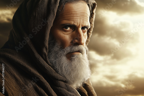 Portrait of Biblical Old Man. Patriarch Abraham, Isaac or Jacob