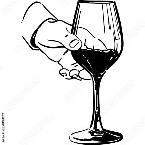 Hand-Drawn Holding a Wine Glass