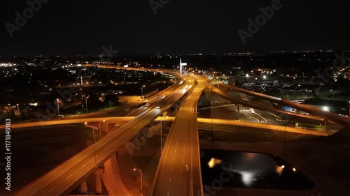 traffic on highway at night