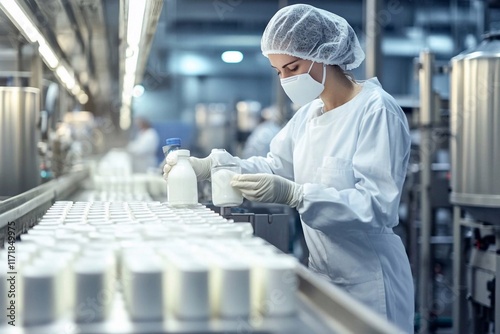 Inspection of milk samples in laboratory