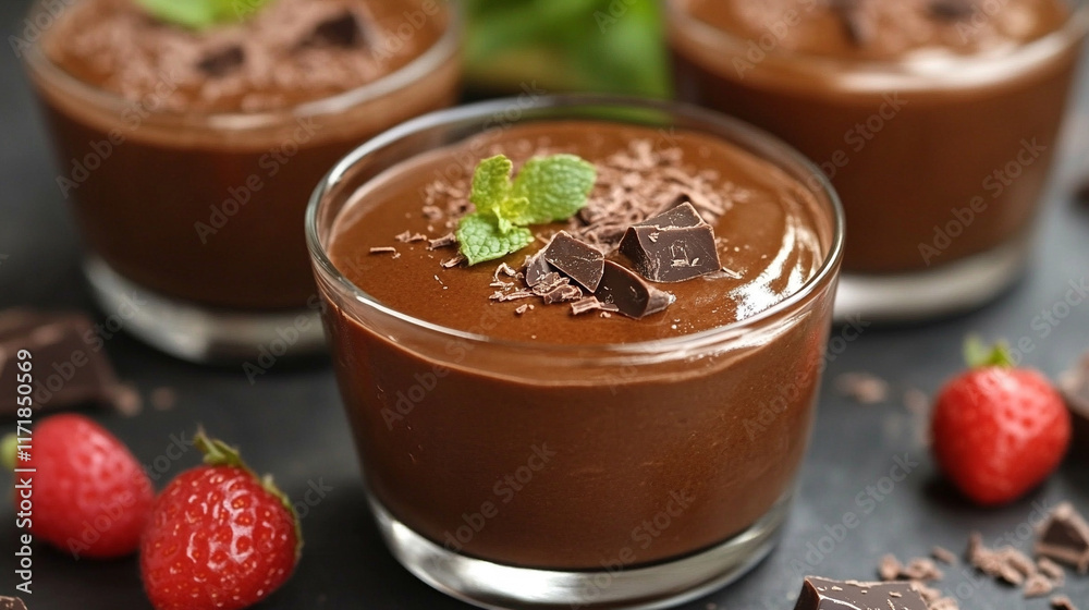 Close up texture of thick glossy chocolate mousse with a smooth creamy appearance showcasing melted chocolate and whipped cream in a chaotic yet indulgent form
Close up texture of thick glossy chocolate mousse with a smooth creamy appearance showcasing melted chocolate and whipped cream in a chaotic yet indulgent form