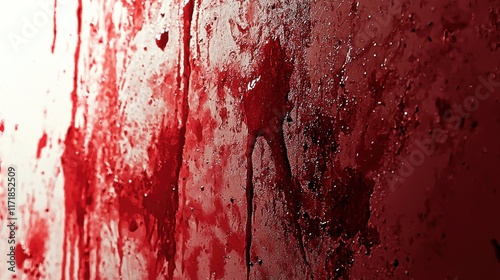 Crimson Drips: A macabre study in blood splatter on a textured surface.