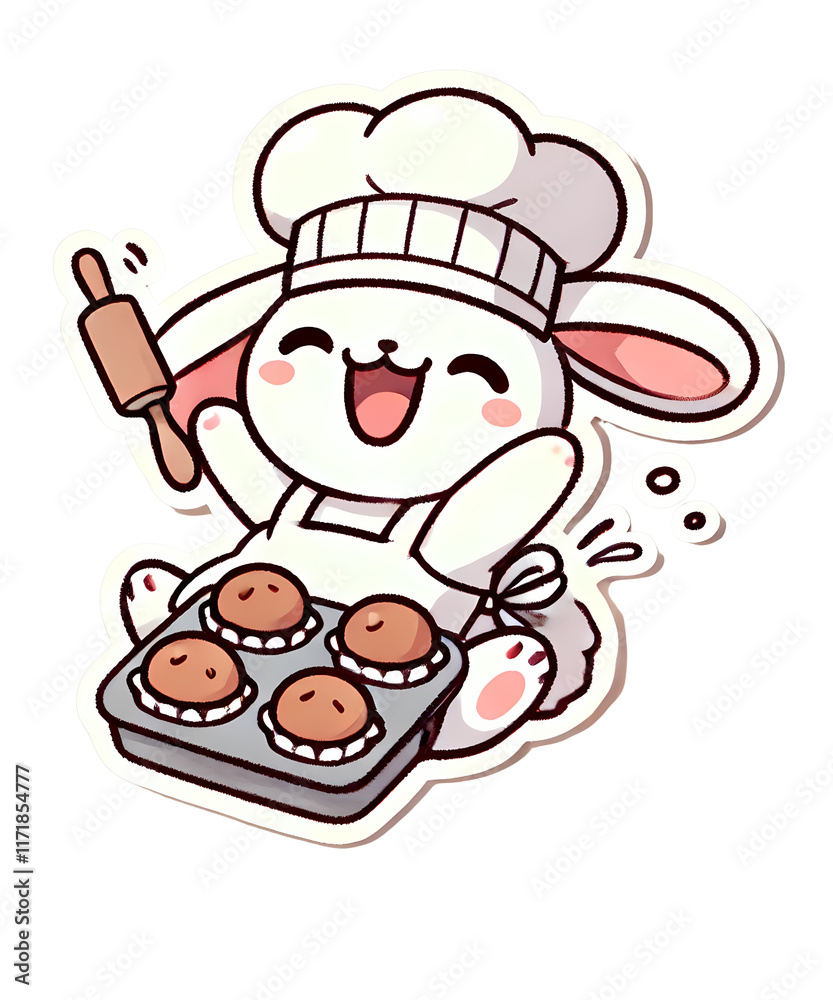 Happy rabbit Baker with Pastries Happy rabbit Baker with Pastries