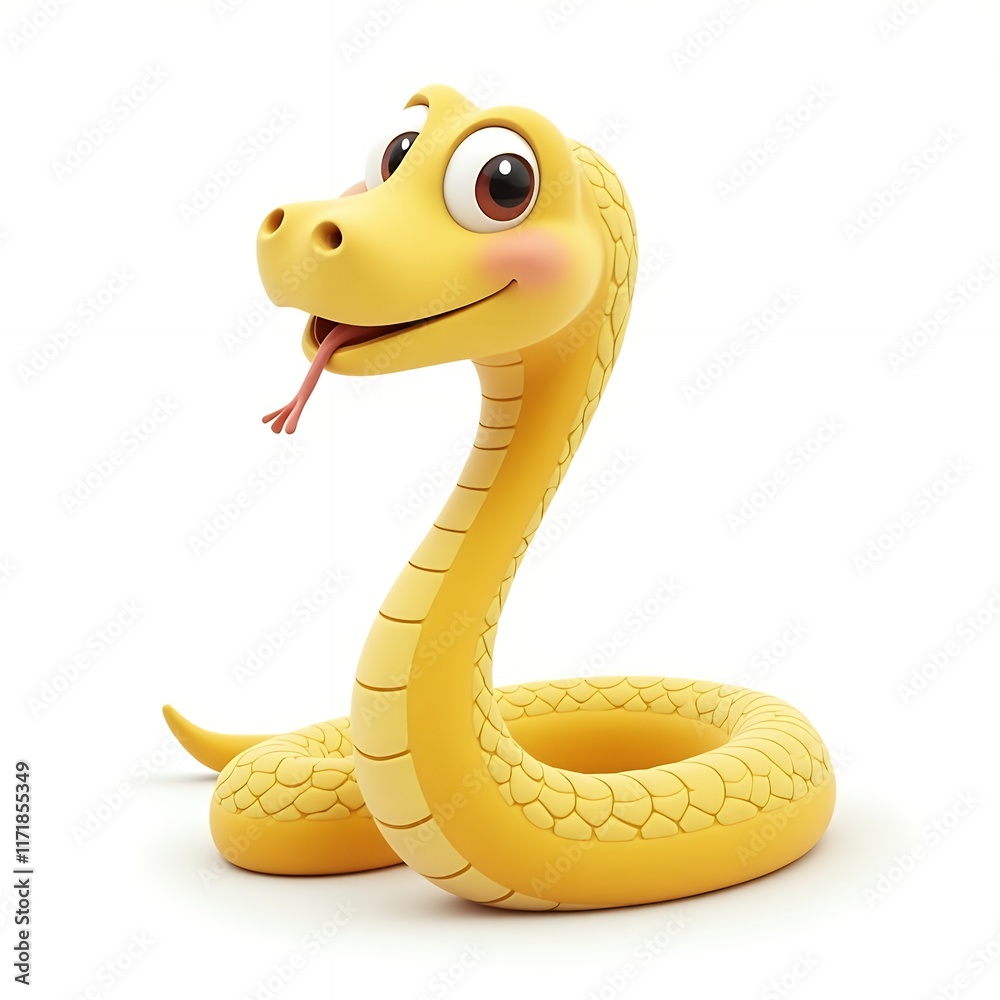 Fototapeta premium Adorable Yellow Cartoon Snake Illustration