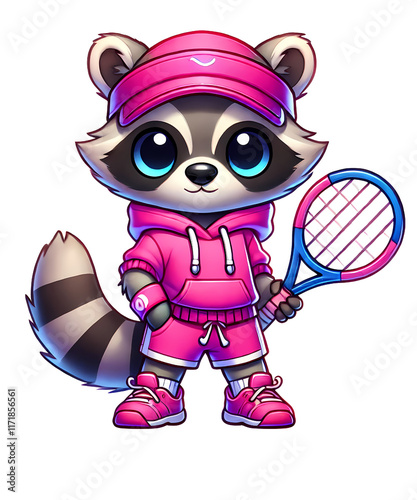 Adorable Tennis Raccoon Athlete Design