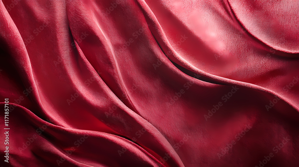 Fototapeta premium The luxurious texture of velvet curtains in a red hue, creating a soothing and elegant abstract background. Velveted. Illustration