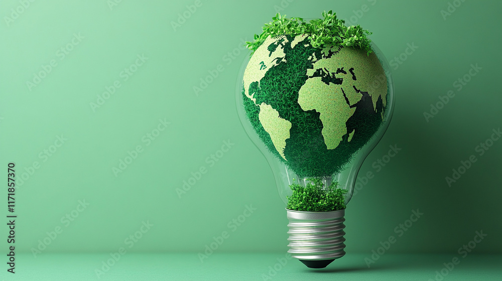 A green world map on a glowing light bulb symbolizing the power of renewable energy and environmental sustainability, representing the fusion of nature and technology for a greener future
A green world map on a glowing light bulb symbolizing the power of renewable energy and environmental sustainability, representing the fusion of nature and technology for a greener future