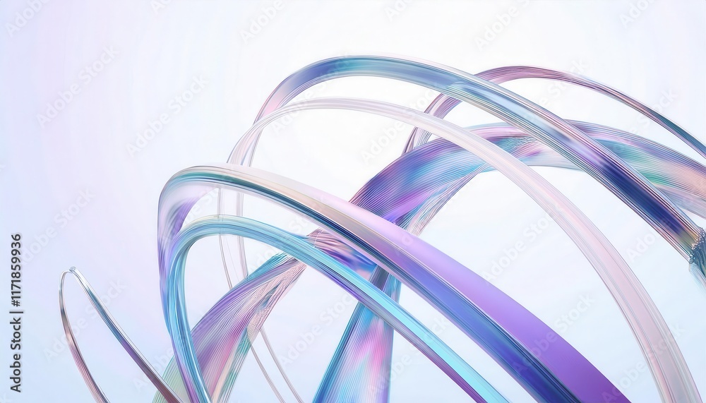 Abstract Digital Art with Curved Iridescent Glass Arcs in Blue and Purple Gradient for Modern Design, Innovation, and Technology Concepts Abstract Digital Art with Curved Iridescent Glass Arcs in Blue and Purple Gradient for Modern Design, Innovation, and Technology Concepts