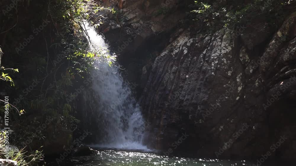 cachoeira na cidade de Alto Paraiso de Goiás, região da Chapada dos Veadeiros, Estado de Goiás, Brasil