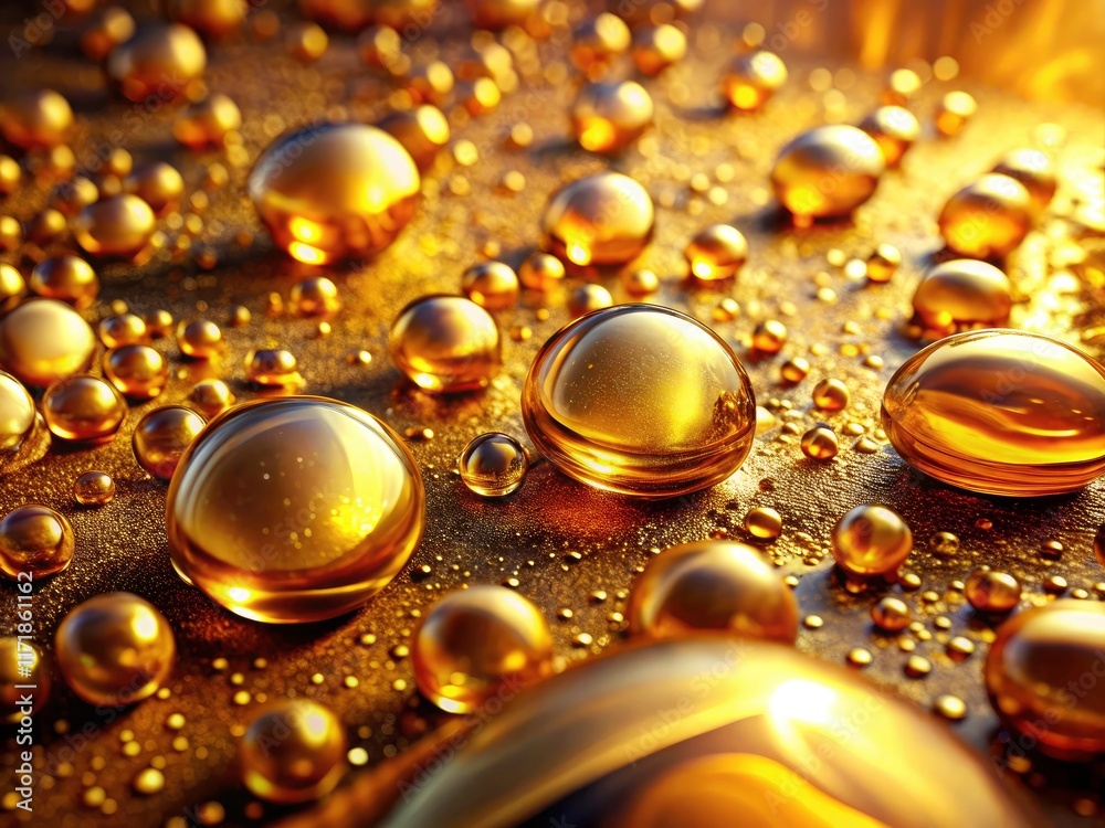 Luxurious golden oil, close-up macro photography. A surreal, textured wallpaper background. Luxurious golden oil, close-up macro photography. A surreal, textured wallpaper background.