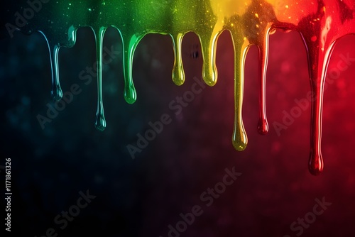 Dripping liquid green and red on a solid background photo