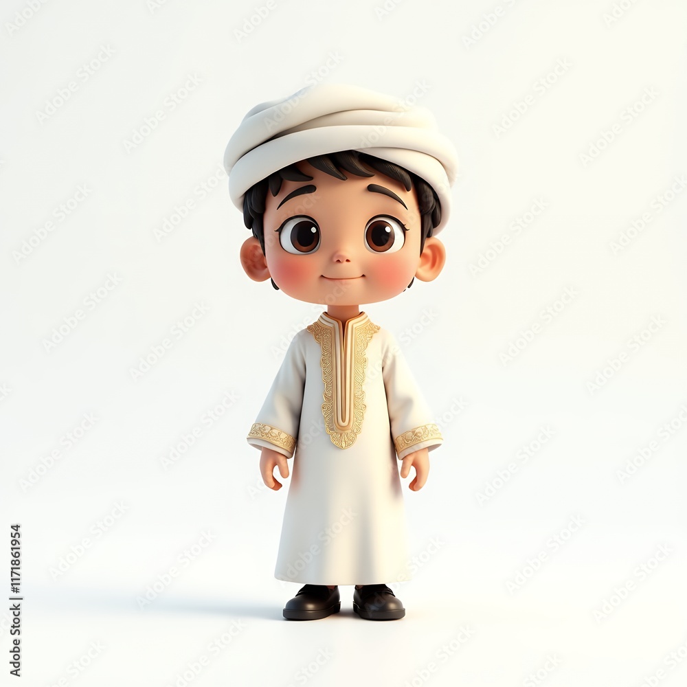 Adorable 3D Render of a Young Boy in Traditional Emirati Clothing Adorable 3D Render of a Young Boy in Traditional Emirati Clothing