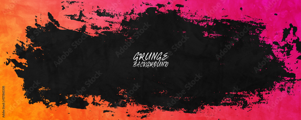 Grunge texture effect. Rough dark abstract textured. Black orange colors background with brush strokes style. Graphic design element vintage concept for web banner, flyer, card, or brochure cover
