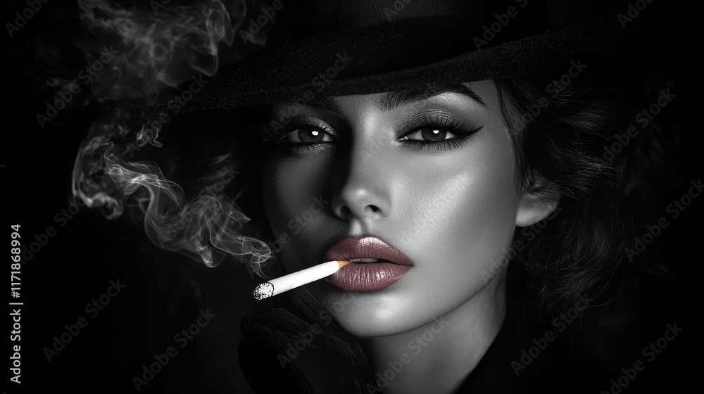 Fototapeta premium vamp woman with cigarette