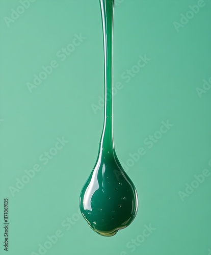 Dripping liquid green and blue on a solid background photo