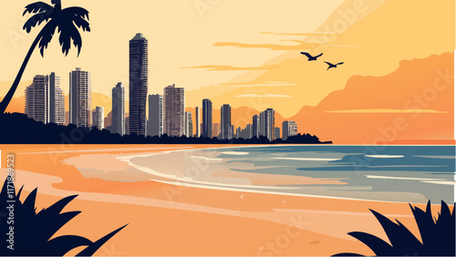 The Stunning Coastline of Gold Coast.eps