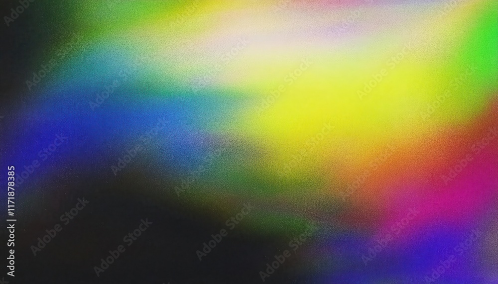 Fototapeta premium Abstract Vibrant Gradient with Yellow, Green, and Blue Highlights Blending into a Dark Textured Background for Digital Design Inspiration