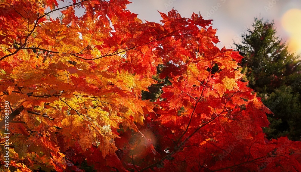 Vibrant autumn leaves in shades of red and gold. Vibrant autumn leaves in shades of red and gold.