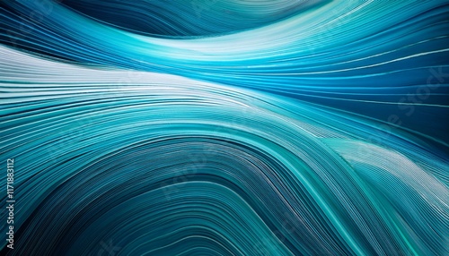 Abstract teal and white wave pattern. Swirling lines create a dynamic, flowing design.