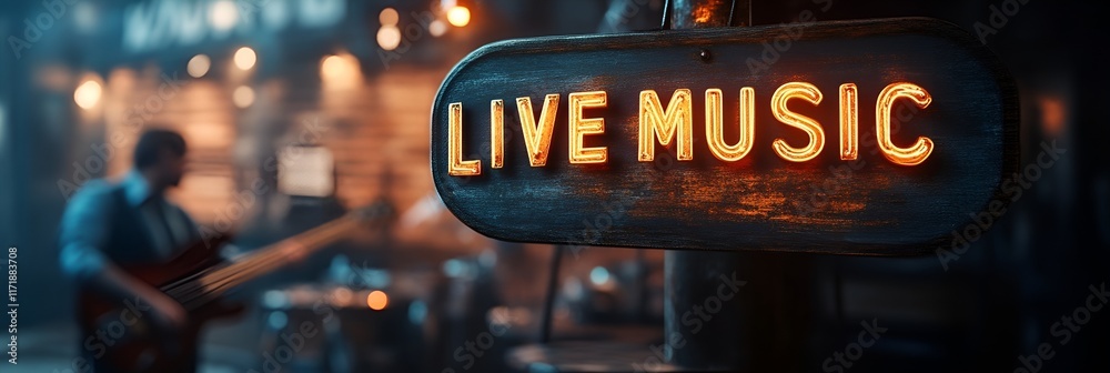Sign that reads “LIVE MUSIC”. - bar - concert venue - pub - band - cover charge - music - dance - acoustic