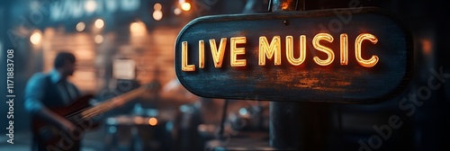 Obraz na płótnie Sign that reads “LIVE MUSIC”. - bar - concert venue - pub - band - cover charge - music - dance - acoustic w salonie
