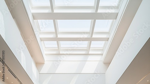 Bright Modern Atrium with Large Skylight Illuminating Spacious Indoor Environment : Generative AI