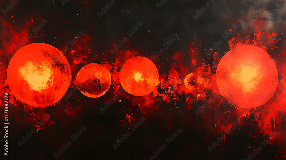 Bright Red Pulsating Circles Emitting Radiant Energy Bright Red Pulsating Circles Emitting Radiant Energy