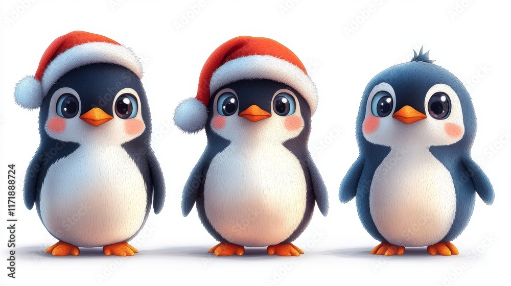 Penguin christmas characters set Penguin christmas characters set