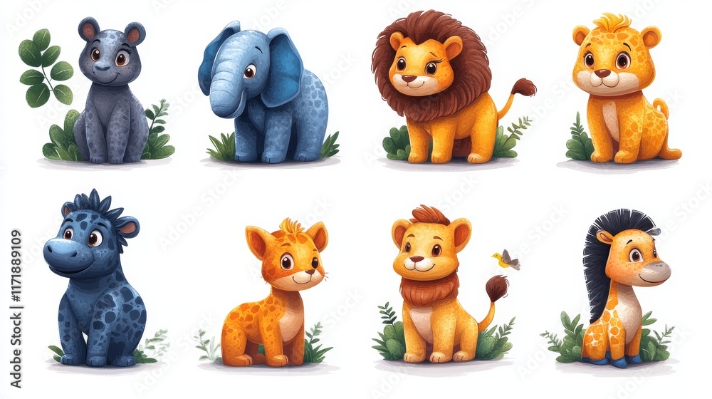 Set of magical animals. Cartoon characters for kids Set of magical animals. Cartoon characters for kids