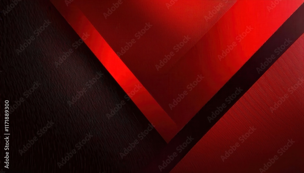 Obraz premium Dynamic Abstract Red and Black Geometric Layers with Textured Gradient Lighting for Modern Design, Branding, or Digital Backgrounds