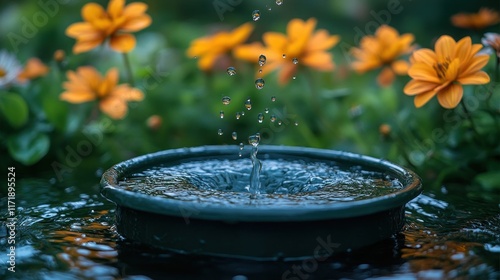 Rainwater Harvesting System in Garden with Water Barrel for Sustainable Plant Watering Ecological Concept