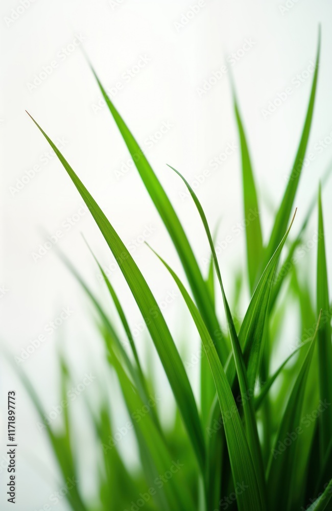 Fresh vibrant green grass blades close up. Springtime nature background isolated on white. Lush springtime plant. Natural color palette. Spring season. Fresh vibrant green grass blades close up. Springtime nature background isolated on white. Lush springtime plant. Natural color palette. Spring season.