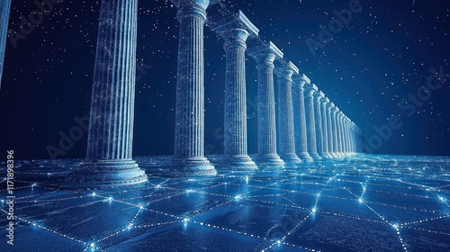 Digital Pillars: A Futuristic Vision of Classic Architecture