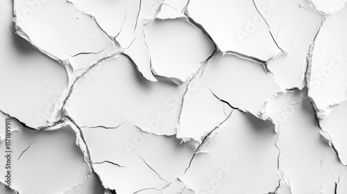 Cracked White Plaster Texture Background, Abstract Close-Up
