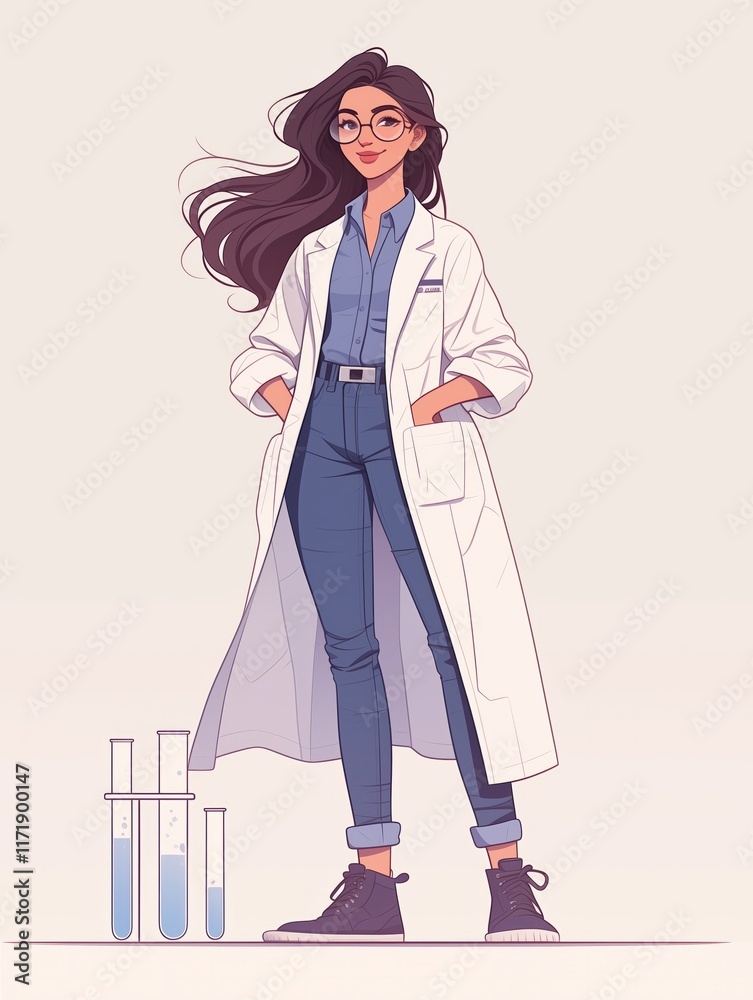 Confident scientist woman smiling with crossed arms Confident scientist woman smiling with crossed arms