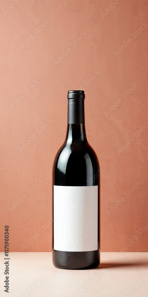 Concept photo of wine bottle with blank white label for product mockup Concept photo of wine bottle with blank white label for product mockup