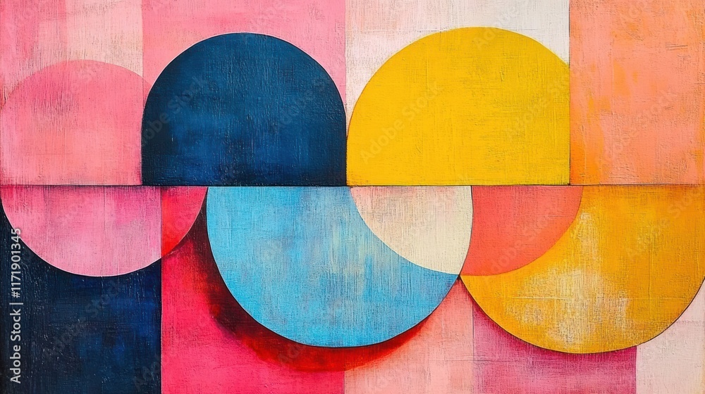 Abstract Geometric Composition with Bold Circles and Rectangles in Vibrant Colors Abstract Geometric Composition with Bold Circles and Rectangles in Vibrant Colors