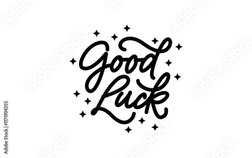 good luck lettering design with white background for greeting decoration.