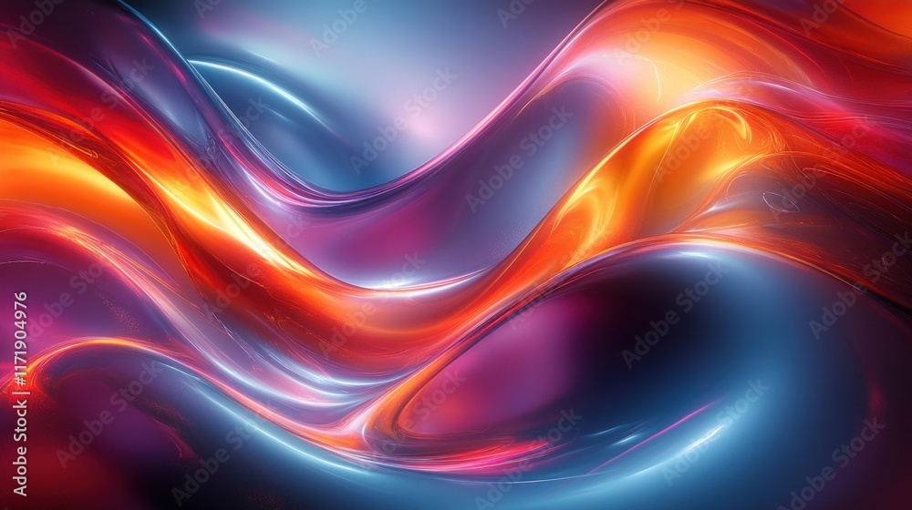 Fototapeta premium Vibrant Abstract Iridescent Background Design Fluid Shapes Modern Digital Art