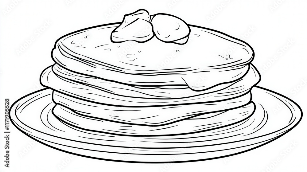 Delicious Stack of Fluffy Pancakes with Butter and Syrup Drizzle Delicious Stack of Fluffy Pancakes with Butter and Syrup Drizzle