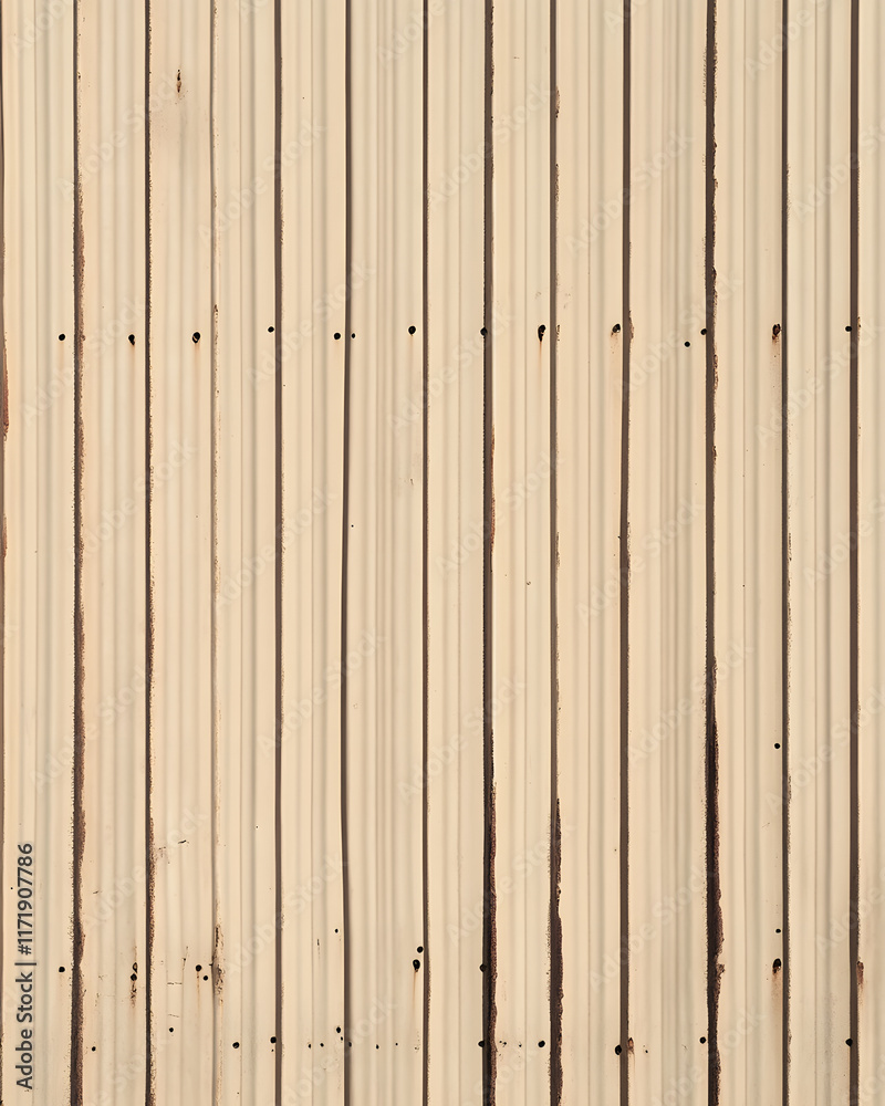 Fototapeta premium Cream Corrugated Metal Wall with Rust
