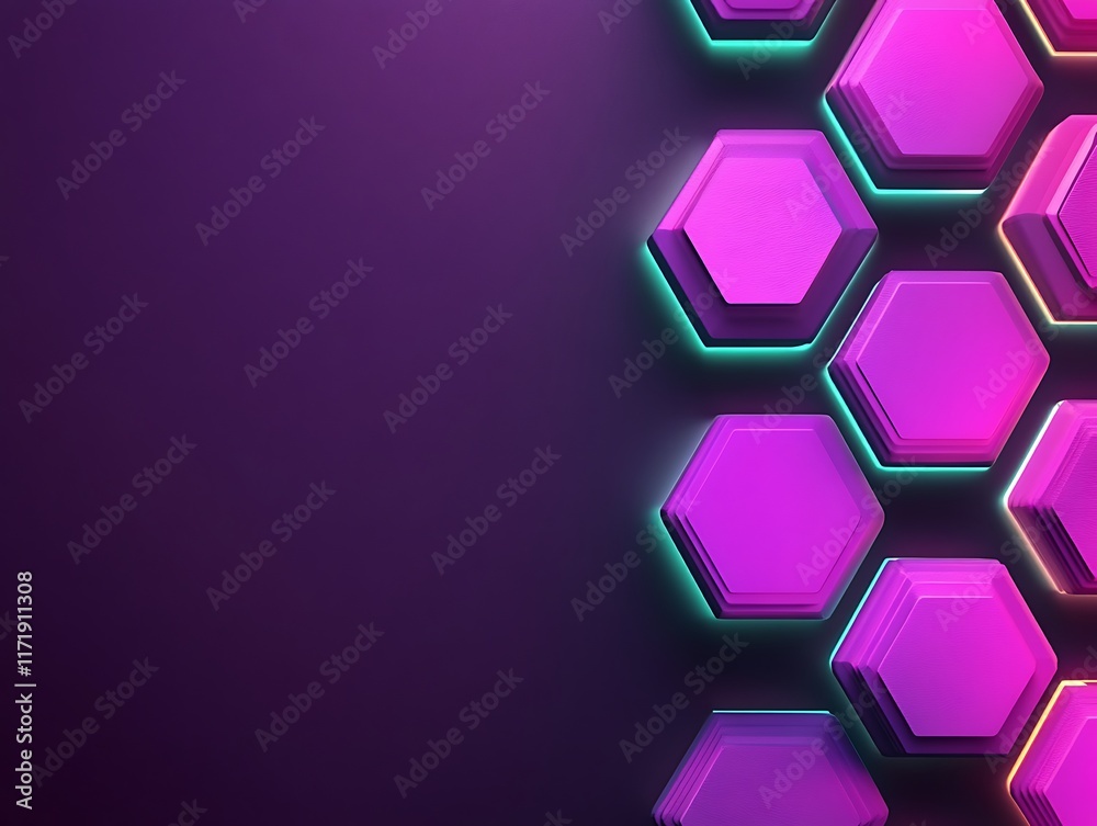 Abstract Purple Hexagon Pattern with Neon Lights Abstract Purple Hexagon Pattern with Neon Lights