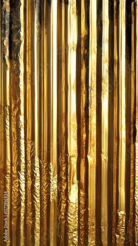 Gold Corrugated Metal Sheet with Surface Degradation