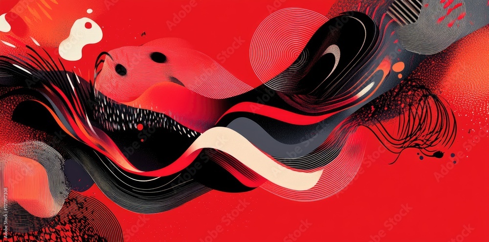Abstract Red Black Wave Pattern Design Abstract Red Black Wave Pattern Design