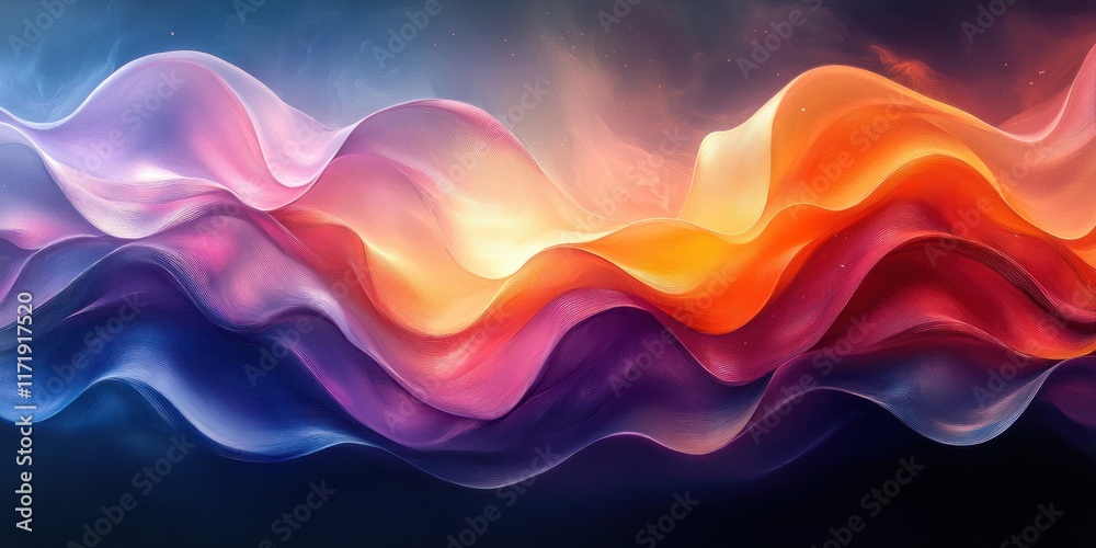 Iridescent Flowing Waves Abstract Art 3D Render Colorful Background Iridescent Flowing Waves Abstract Art 3D Render Colorful Background