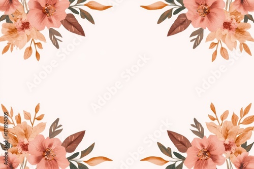 A delicate floral frame adorned with soft pink blooms and lush green leaves, perfect for expressing love this Valentine's Day.