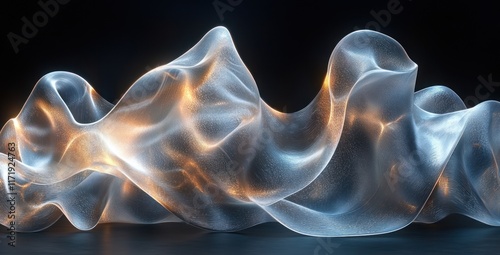 Iridescent Transparent Ribbons Fluid Motion Abstract Composition