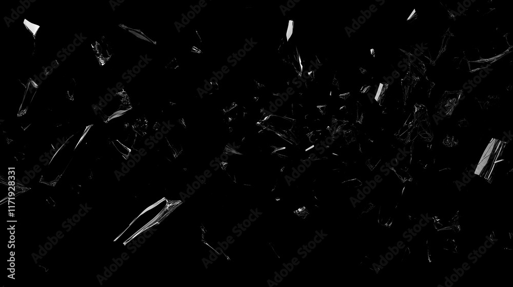 custom made wallpaper toronto digitalflying glass shards isolated on black background	